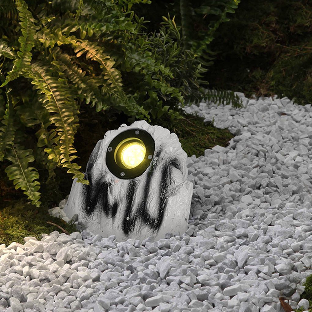 Resin Stone - Inspired Warm LED Garden Light Outdoor Illumination