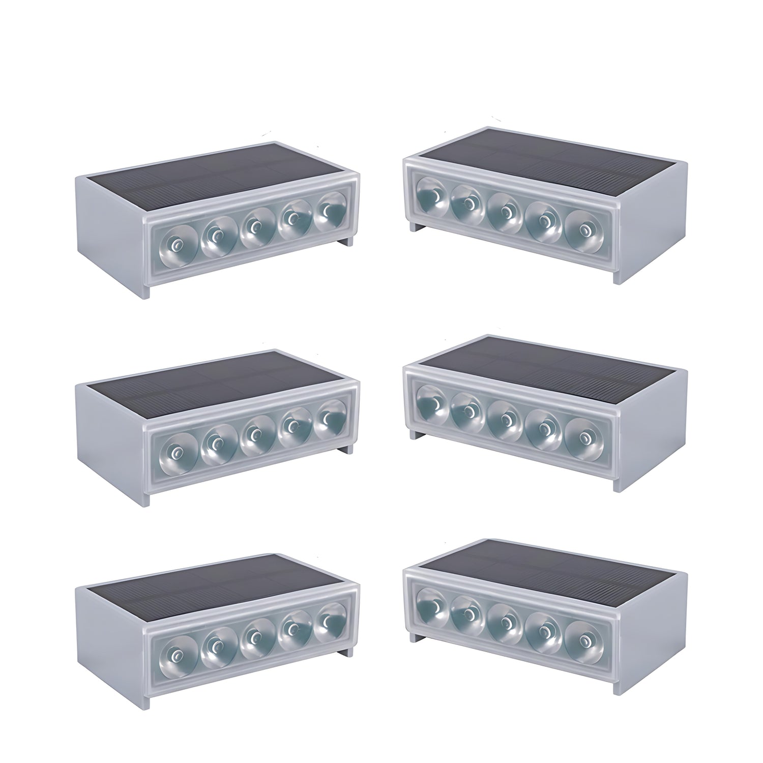 Set of six LED step light fixtures arranged for bulk installation in residential or commercial settings