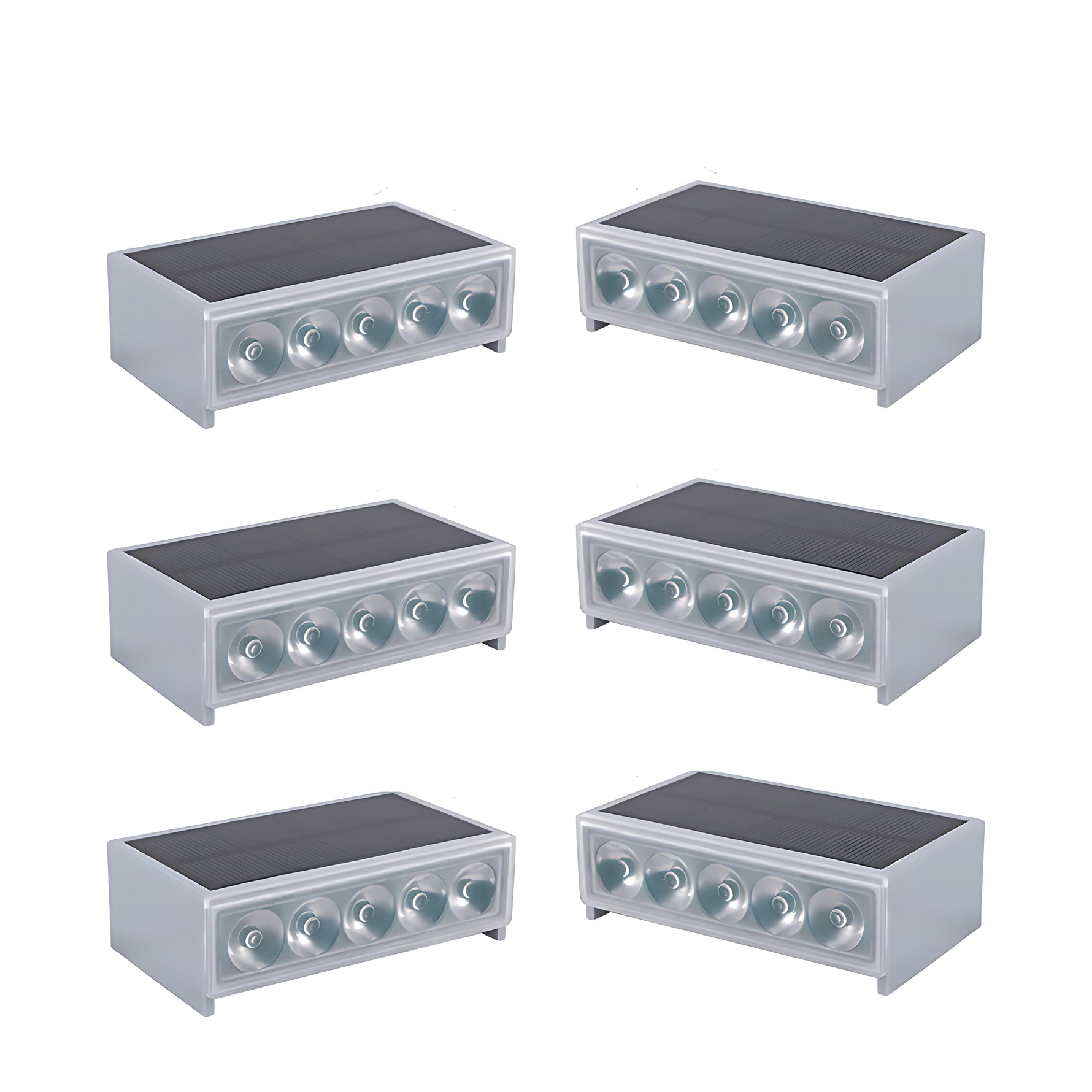 Set of six LED step light fixtures arranged for bulk installation in residential or commercial settings
