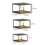 Technical size comparison chart showing three different dimensions available for rectangular light fixtures