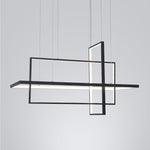31.5'' Three-Part Futuristic Square Rectangular Hybrid Aluminum Chandelier with Capable Ambient Lights - Lamp Outdoor