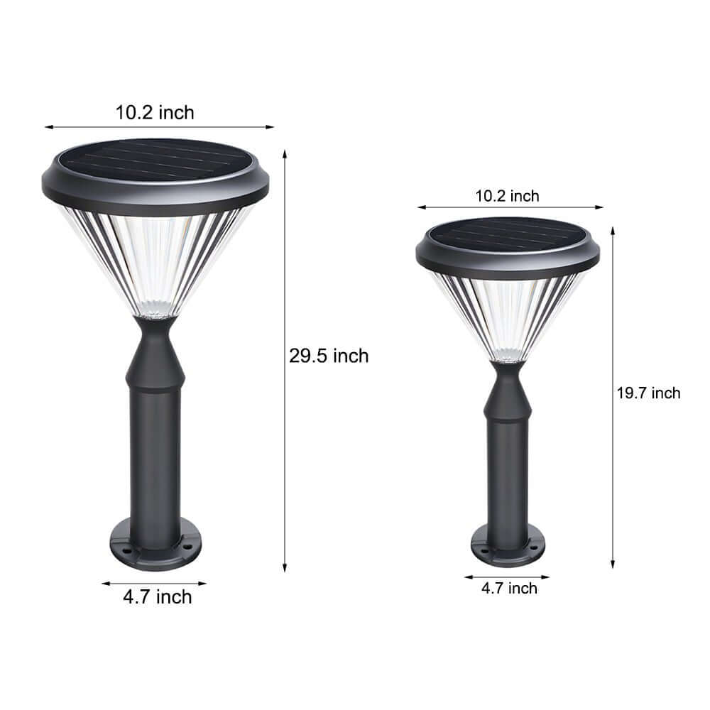 Sleek Solar LED Outdoor Landscape Post Pole Lights - Black Tapered Top - Lamp Outdoor