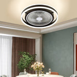 Round Dimming LED Modern Inverter Bladeless Ceiling Fan with Lights - Lamp Outdoor