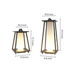 Technical specification diagram showing two different height options for contemporary solar lanterns