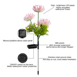 Technical diagram showing solar flower light installation details with measurements and specifications