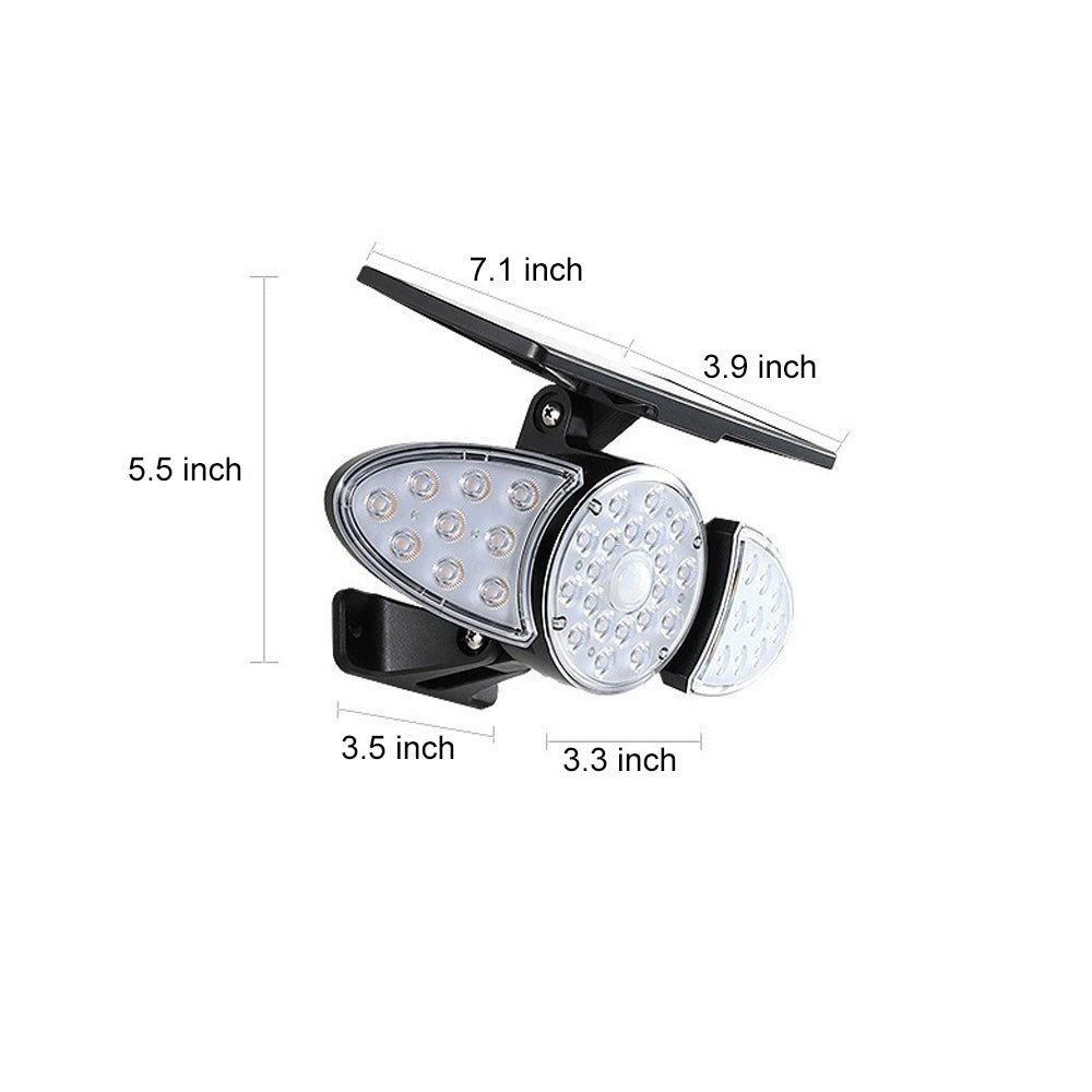 Solar Motion Security Light 3-Head Outdoor LED Wall Fixture with Motion Sensor - Lamp Outdoor