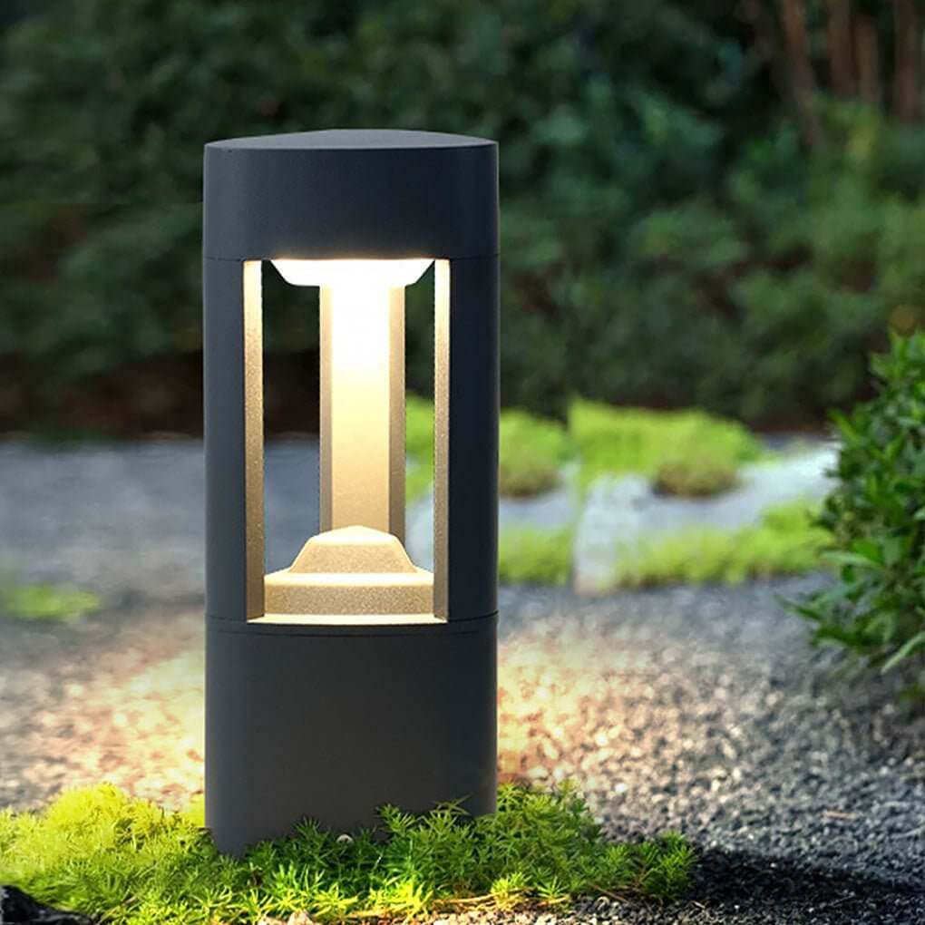 Triple-Side Emitting Solar LED Garden Bollard Lights Heart Design & Weatherproof - Lamp Outdoor