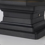 Black solar panel base component for outdoor lighting fixture with mounting hardware
