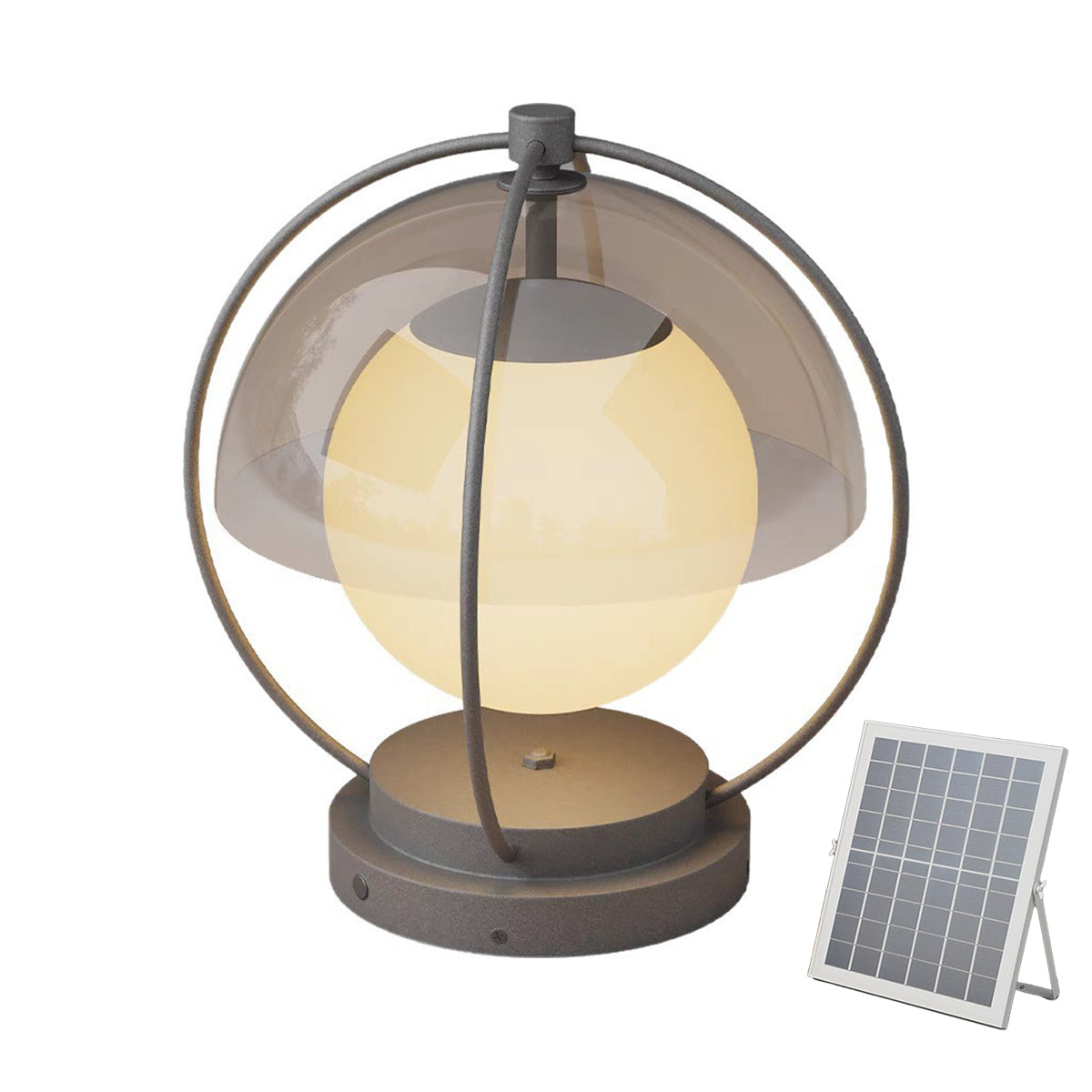 Solar sphere light with charging panel creating eco-friendly outdoor lighting solution