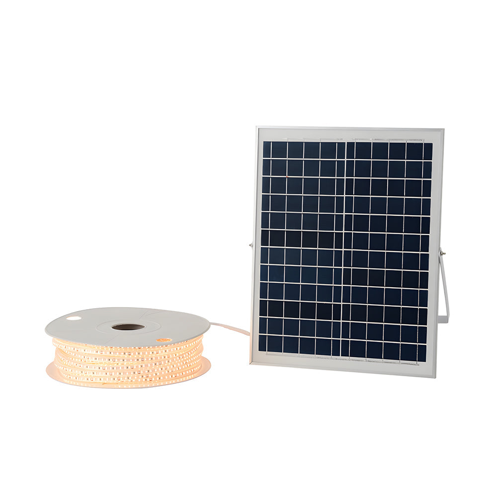 Solar LED strip light kit with solar panel and flexible warm white lighting strip