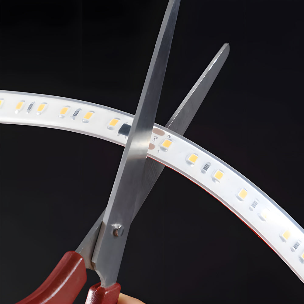 Product specification chart displaying eight different solar LED strip length options