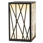 20W Square Solar LED Bollard Lights with Linear Pattern Lampshade - Lamp Outdoor