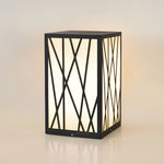 20W Square Solar LED Bollard Lights with Linear Pattern Lampshade - Lamp Outdoor