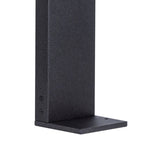 Close-up view of square base outdoor bollard light in matte black finish