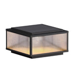 Modern square LED light fixtures with perforated metal screens and black tops against white background
