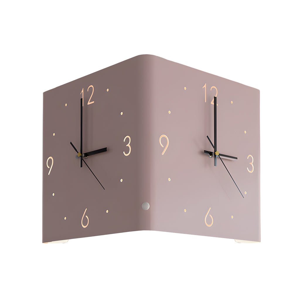 Square Metal Silent Backlit LED Corner Wall Clock Modern Wall Decor - Lamp Outdoor