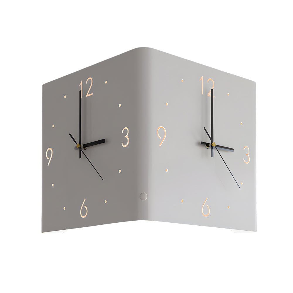 Square Metal Silent Backlit LED Corner Wall Clock Modern Wall Decor - Lamp Outdoor