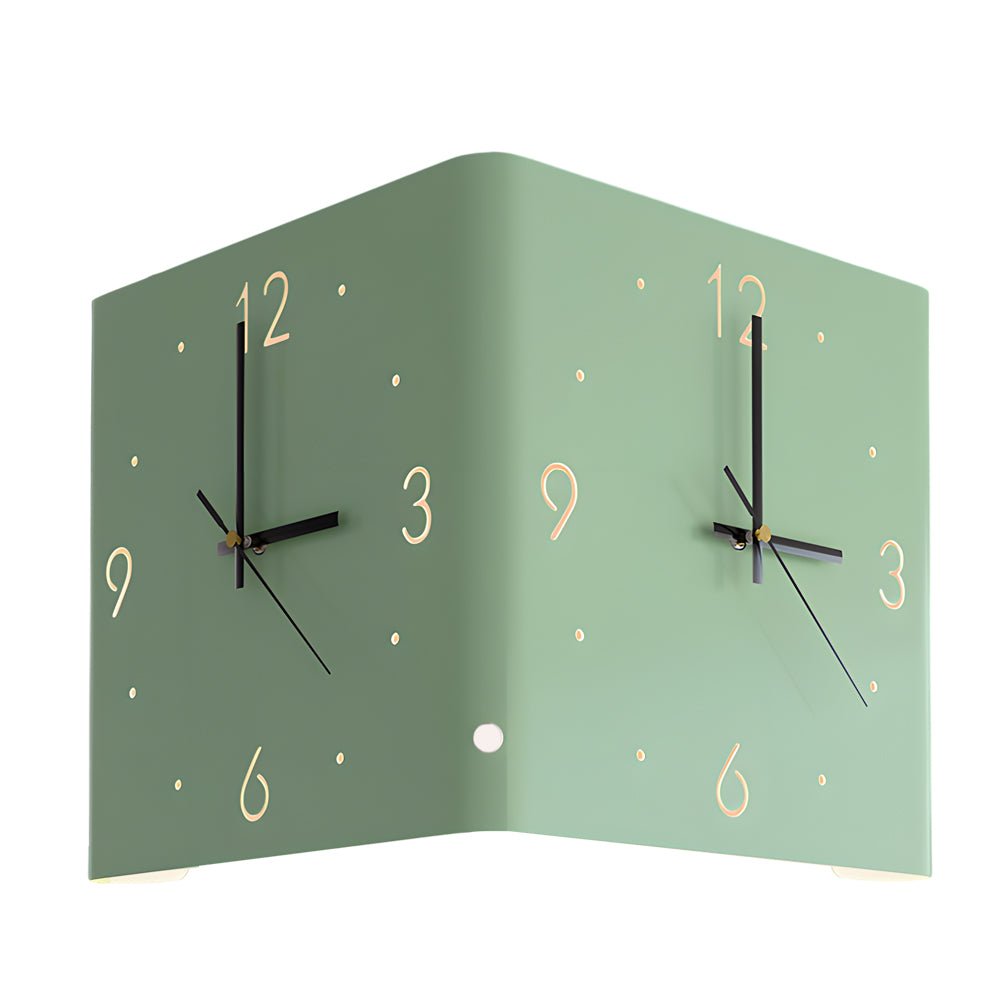 Square Metal Silent Backlit LED Corner Wall Clock Modern Wall Decor - Lamp Outdoor