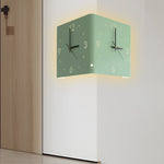 Square Metal Silent Backlit LED Corner Wall Clock Modern Wall Decor - Lamp Outdoor