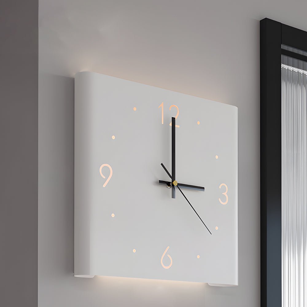 Square Metal Silent Backlit LED Corner Wall Clock Modern Wall Decor - Lamp Outdoor