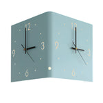 Square Metal Silent Backlit LED Corner Wall Clock Modern Wall Decor - Lamp Outdoor
