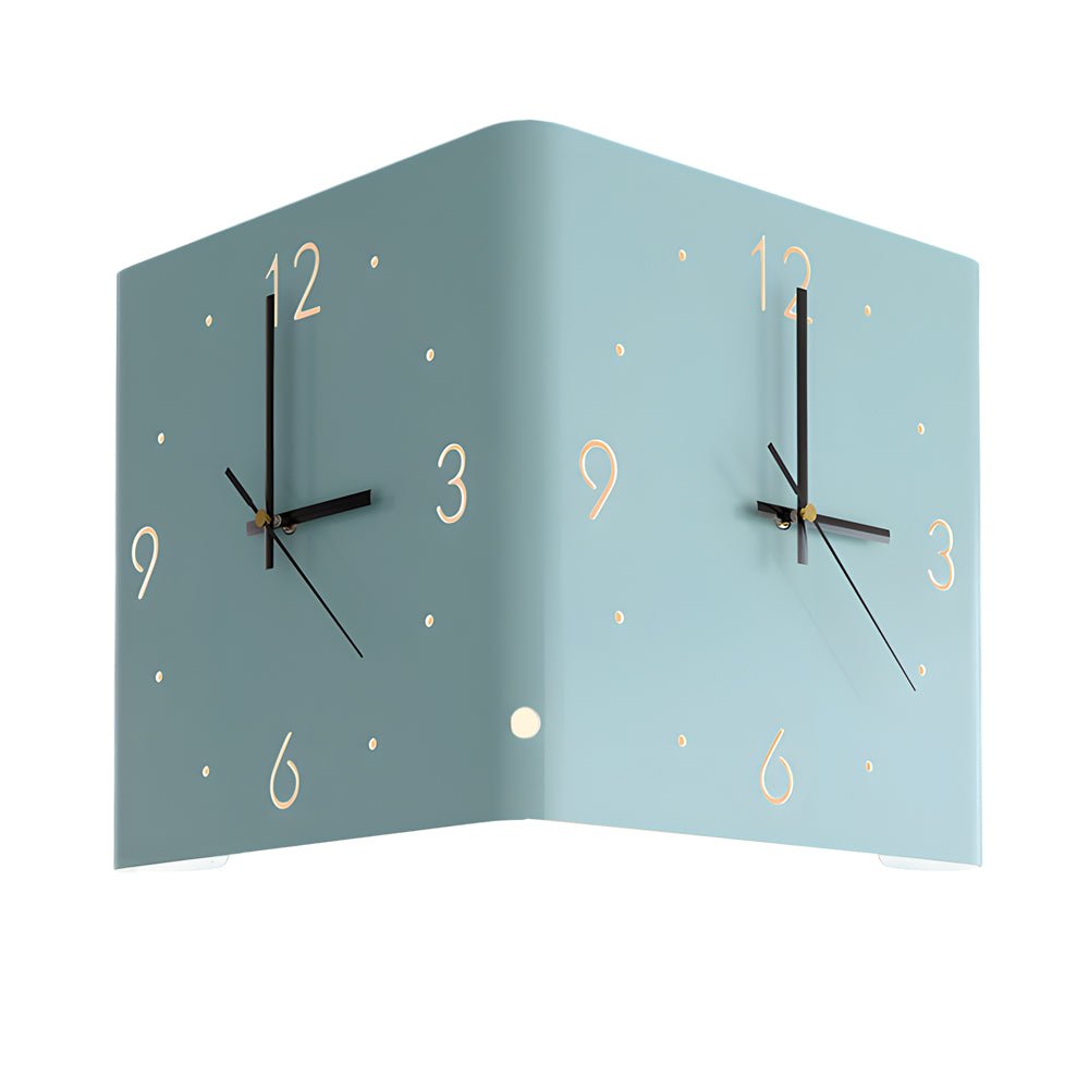 Square Metal Silent Backlit LED Corner Wall Clock Modern Wall Decor - Lamp Outdoor