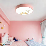 Circular Dog Image Flush Mount Drum Light LED Metal Bedroom Ceiling Light for Baby Kids - Lamp Outdoor