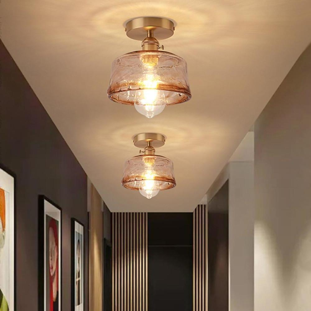 Creative Glass Lantern LED Electroplated Nordic Semi-Flush Mount Ceiling Lighting - Lamp Outdoor