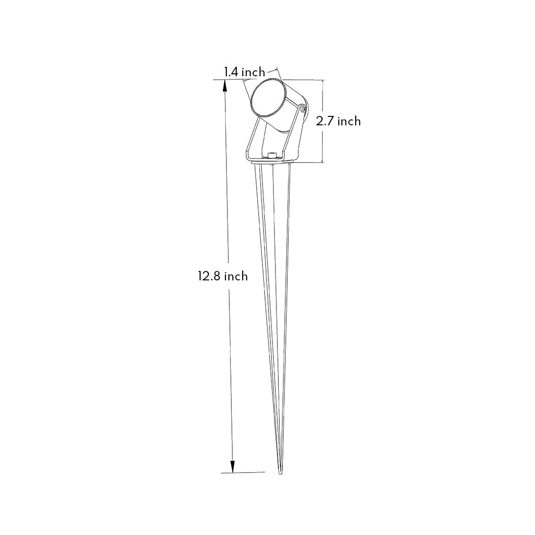 Technical diagram of stakes for landscape lights showing installation depth and wiring specifications