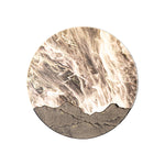 Round decorative wall light with organic stone pattern and landscape motif for interior design