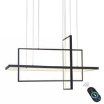 31.5'' Three-Part Futuristic Square Rectangular Hybrid Aluminum Chandelier with Capable Ambient Lights - Lamp Outdoor