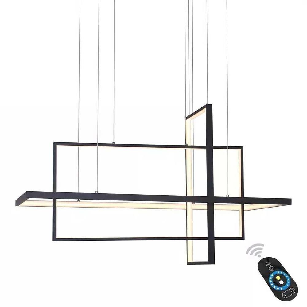 31.5'' Three-Part Futuristic Square Rectangular Hybrid Aluminum Chandelier with Capable Ambient Lights - Lamp Outdoor