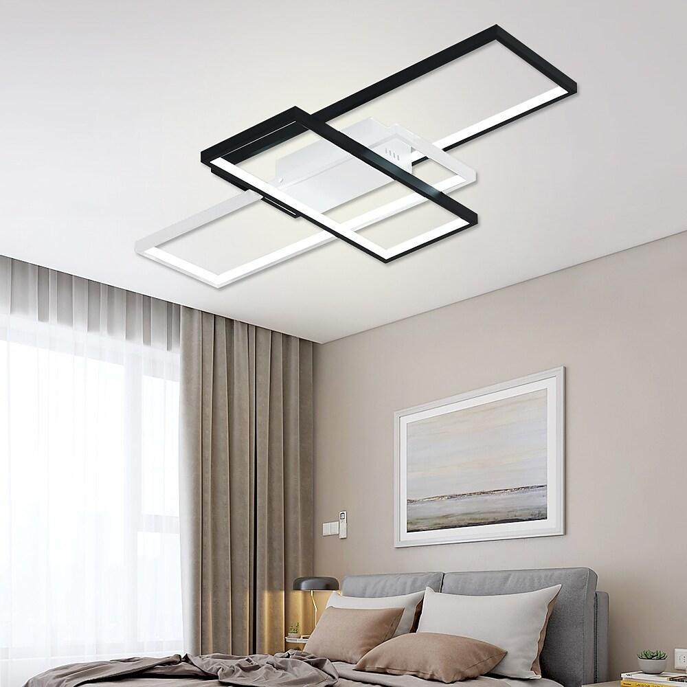 Multi Rectangle Large Flush Mount Ceiling Light with 3 Integrated Tiered Lights - Lamp Outdoor
