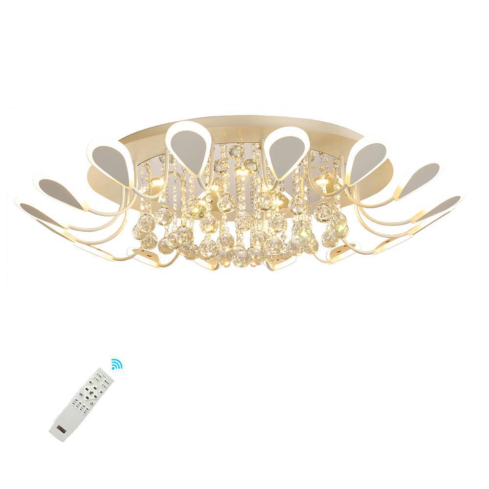 Flower Shaped Dimmable LED Crystal Modern Flush Mount Lighting Ceiling Light - Lamp Outdoor