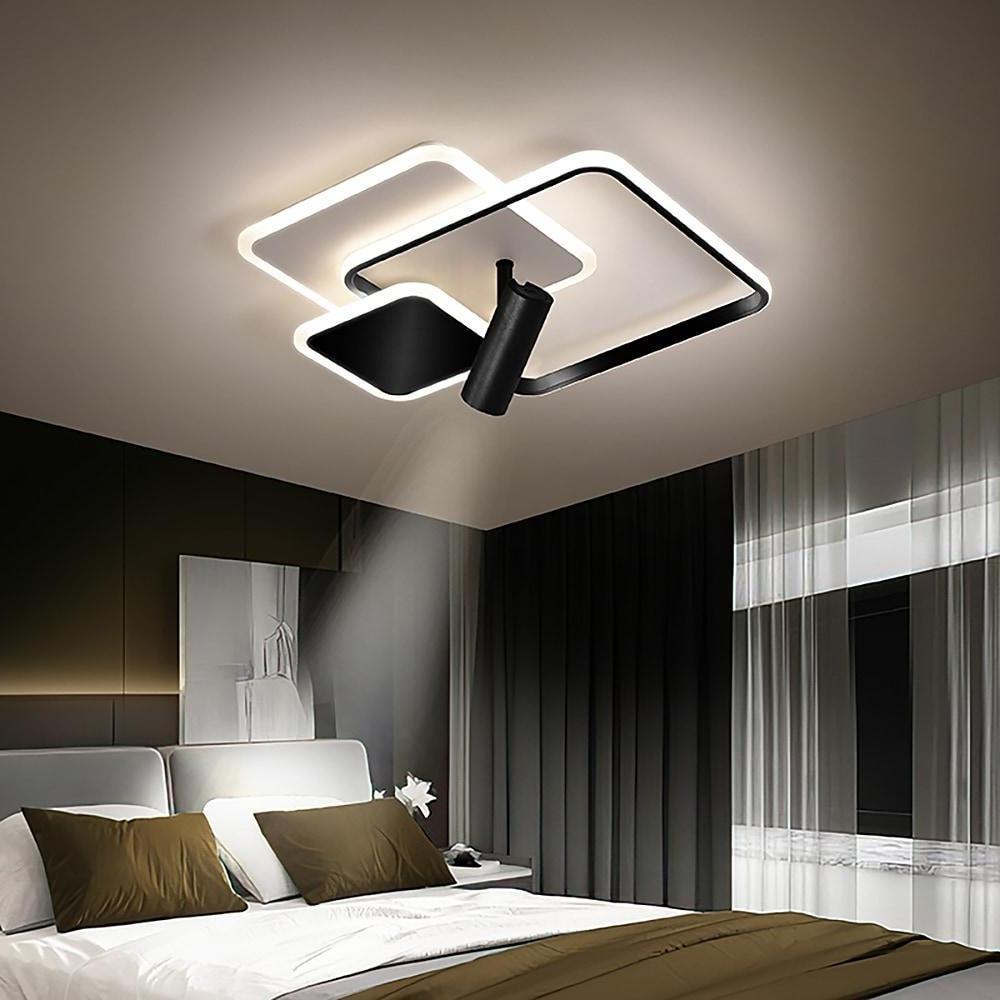 3 Square Metal LED Flush Mount Ceiling Light for Bedroom - Lamp Outdoor