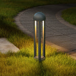 Cylindrical base with three vertical light slots for multi-directional illumination