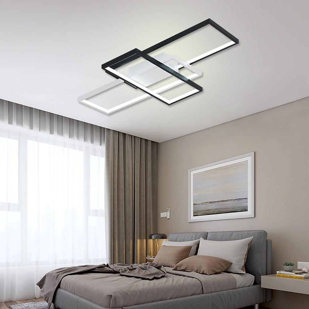 Multi Rectangle Large Flush Mount Ceiling Light with 3 Integrated Tiered Lights - Lamp Outdoor
