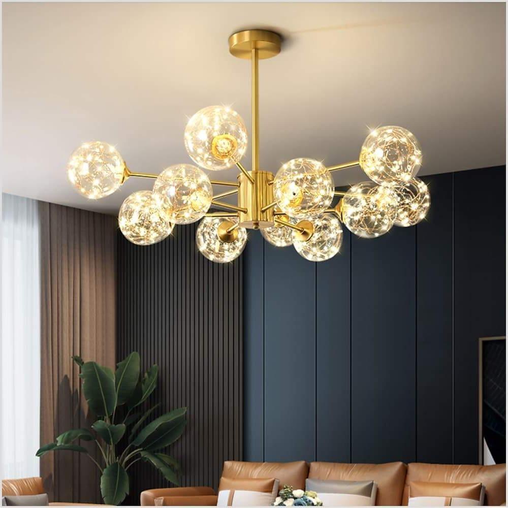 6-light LED Glass Gold Globe Chandeliers Kitchen Pendant Lighting - Lamp Outdoor