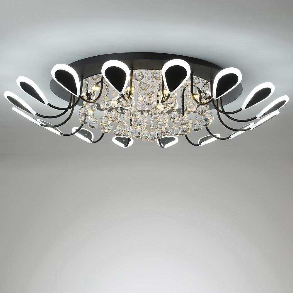 Flower Shaped Dimmable LED Crystal Modern Flush Mount Lighting Ceiling Light - Lamp Outdoor