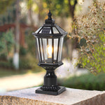 Traditional post light creating inviting entrance lighting with classic lantern styling and warm glow