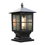 Traditional Square Waterproof LED Black Classic Solar Pillar Lights - Lamp Outdoor