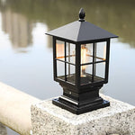 Traditional Square Waterproof LED Black Classic Post Caps Lights - Lamp Outdoor