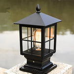 Traditional Square Waterproof LED Black Classic Post Caps Lights - Lamp Outdoor