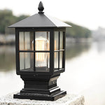 Traditional Square Waterproof LED Black Classic Post Caps Lights - Lamp Outdoor