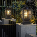 Traditional Square Waterproof LED Black Classic Post Caps Lights - Lamp Outdoor