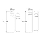 Technical drawing with dimensions and cross-section details for cylindrical bollard with transparent band