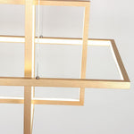 31.5'' Three-Part Futuristic Square Rectangular Hybrid Aluminum Chandelier with Capable Ambient Lights - Lamp Outdoor