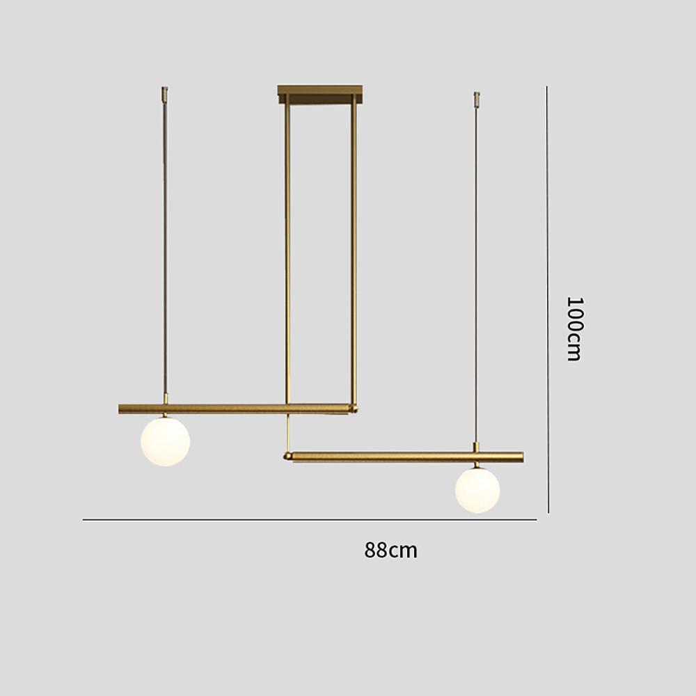 Minimalist Modern Linear Globe Pendant Lighting Copper Glass Kitchen & Dining Room Light - Lamp Outdoor