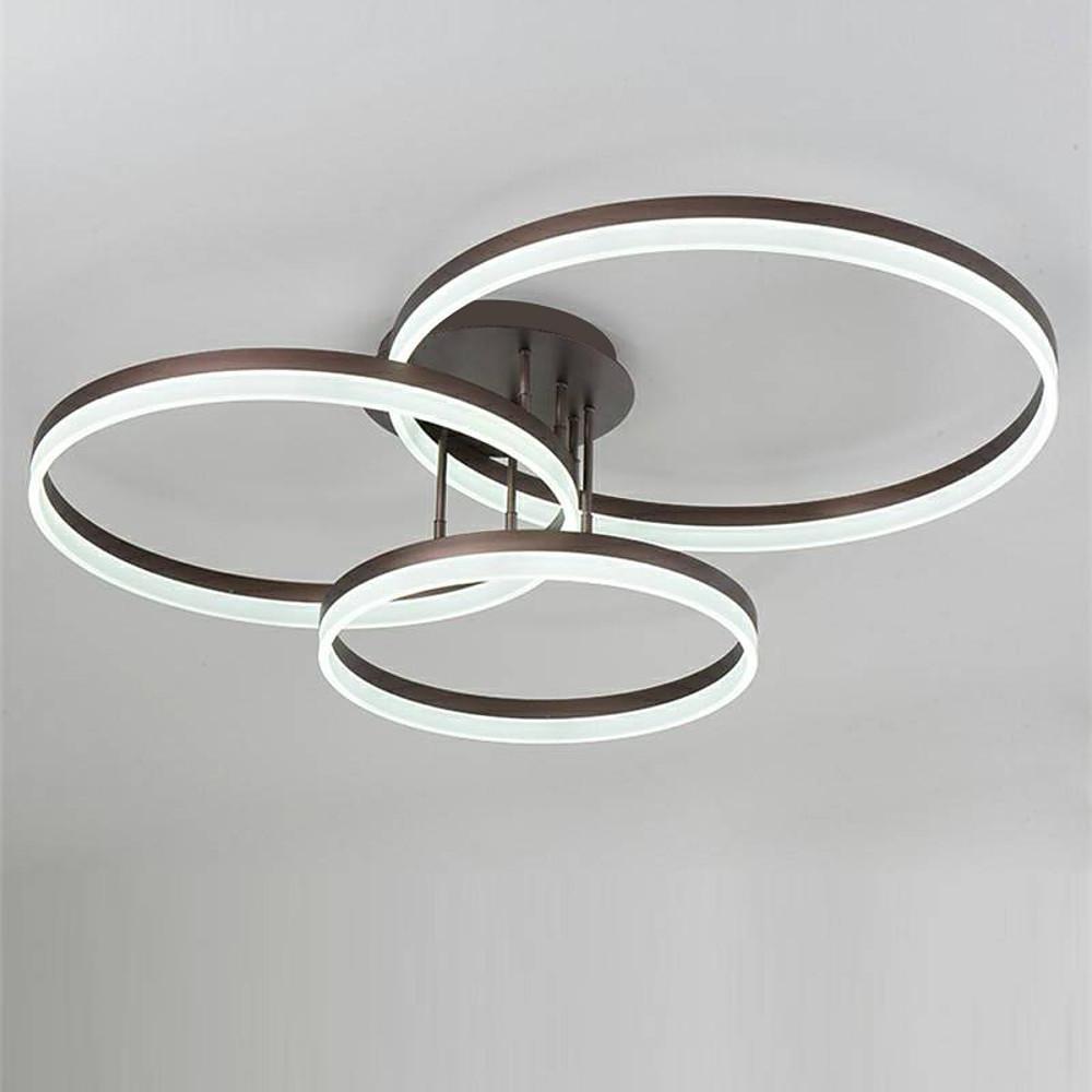 Metal Acrylic Ringed Large Flush Mount Ceiling Light with 3 Adjustable LED Lights - Lamp Outdoor