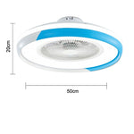Circular Dimmable Flush Mount Bladeless Ceiling Fan with Light and Remote - Lamp Outdoor